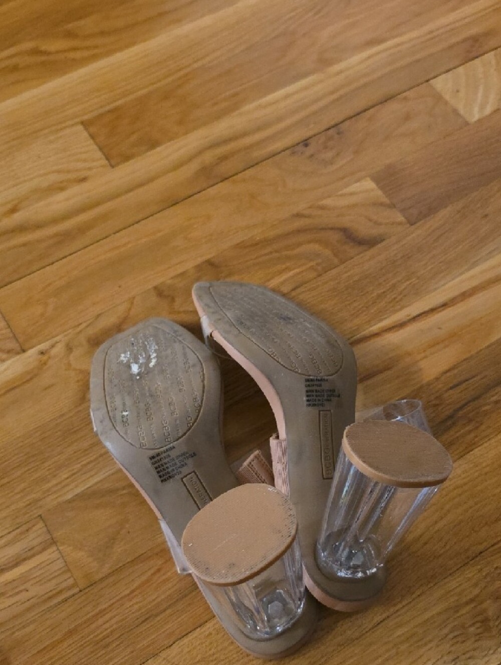 BCBGeneration Clear Strap Slide Sandals in Nude/Tan - Picture 4 of 4